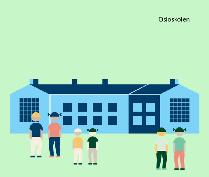 en gruppe mennesker som står foran et hus